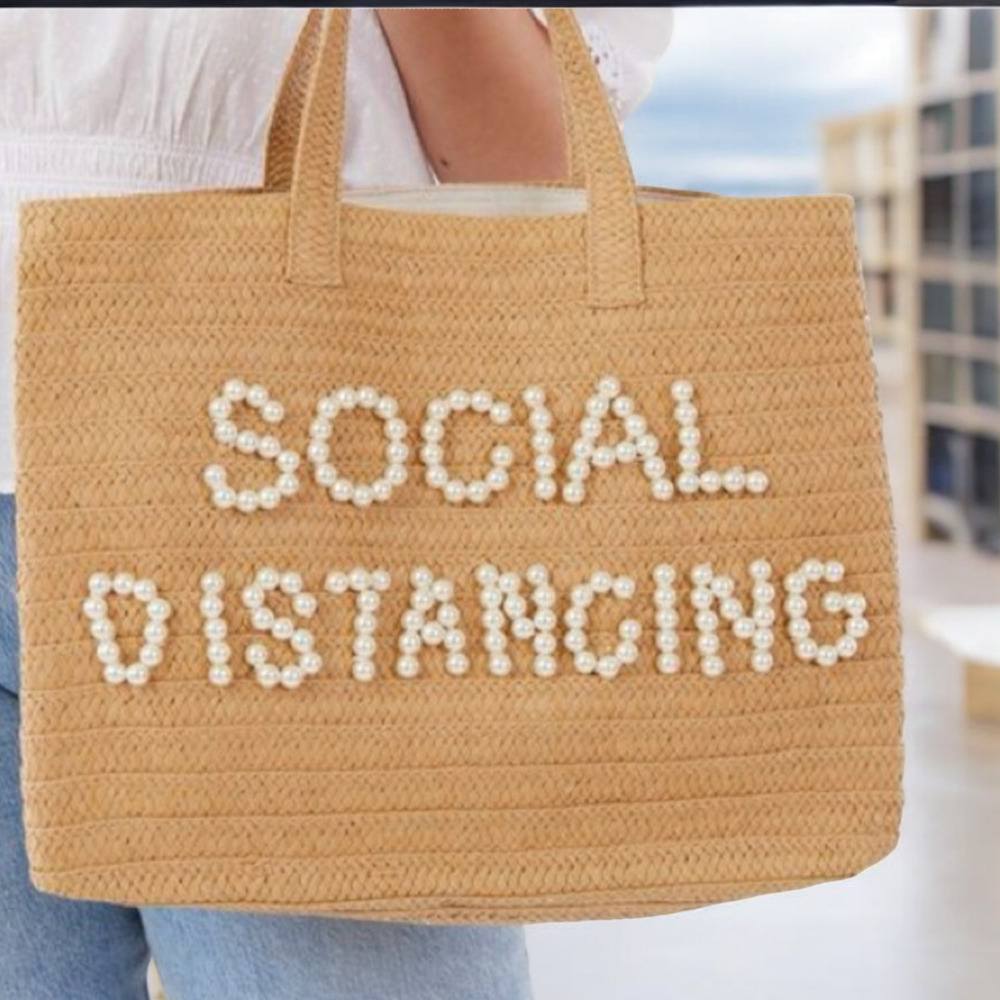 BTB Beyond the Beach Los Angeles New Social Distancing extra large straw tote